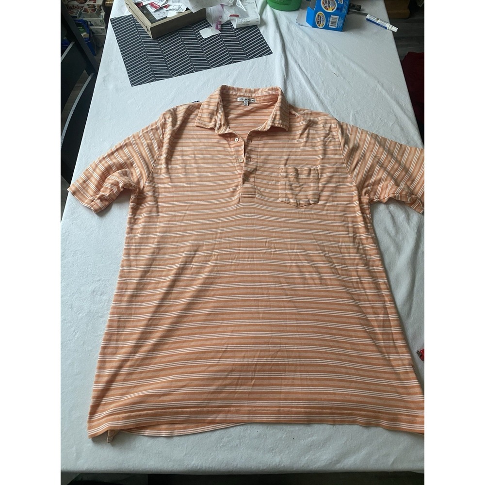 Vintage Peter Millar‎ Polo Men's Size XL Striped Orange/white Cotton